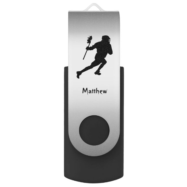 Black and Silver Lacrosse Sports USB Flash Drive