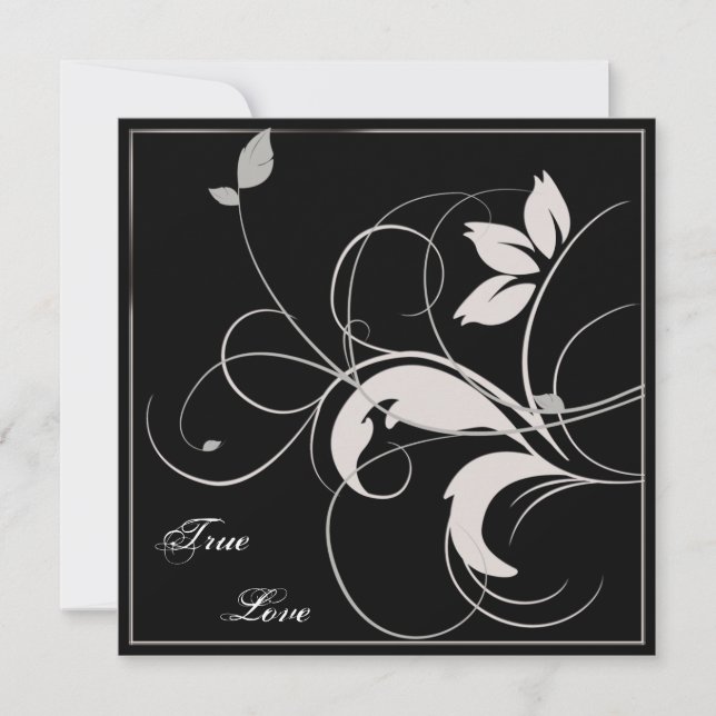 Black and Silver Leaves Fall Wedding Invitation (Front)