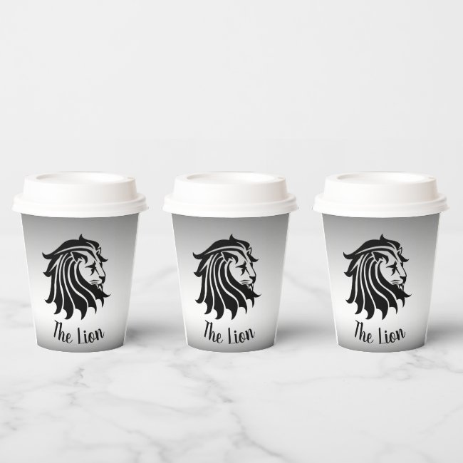 Black and Silver Lion Set of Paper Cups