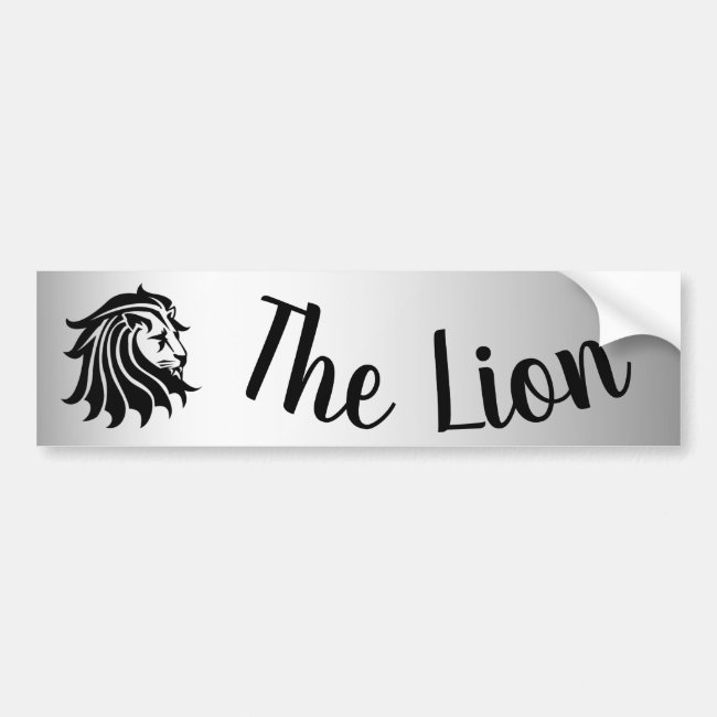 Black and Silver Lion Silhouette Bumper Sticker