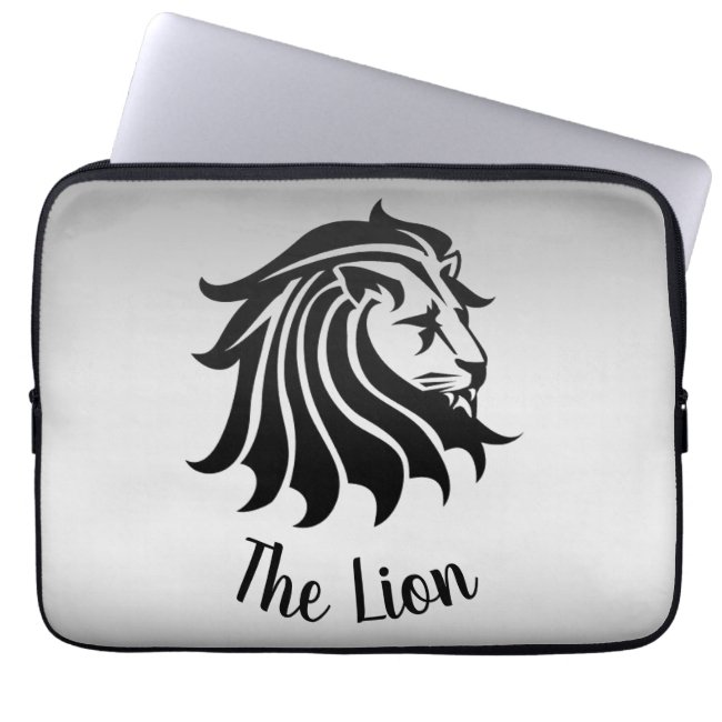 Black and Silver Lion Silhouette Laptop Sleeve