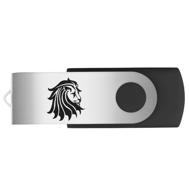 Black and Silver Lion Silhouette USB Flash Drive