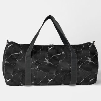 Black And Silver Marbleized Duffle Bag