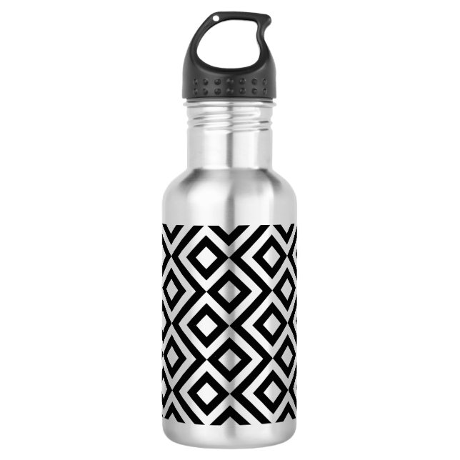 Black and Silver Meander Water Bottle (Front)