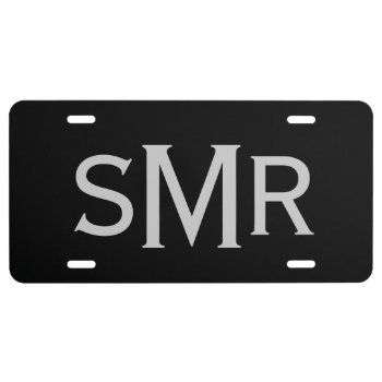 Black And Silver | Men's Monogrammed License Plate by Ladiebug at Zazzle