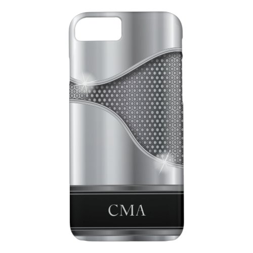 Black and Silver Metal Mesh  Monogram iPhone 87 Case