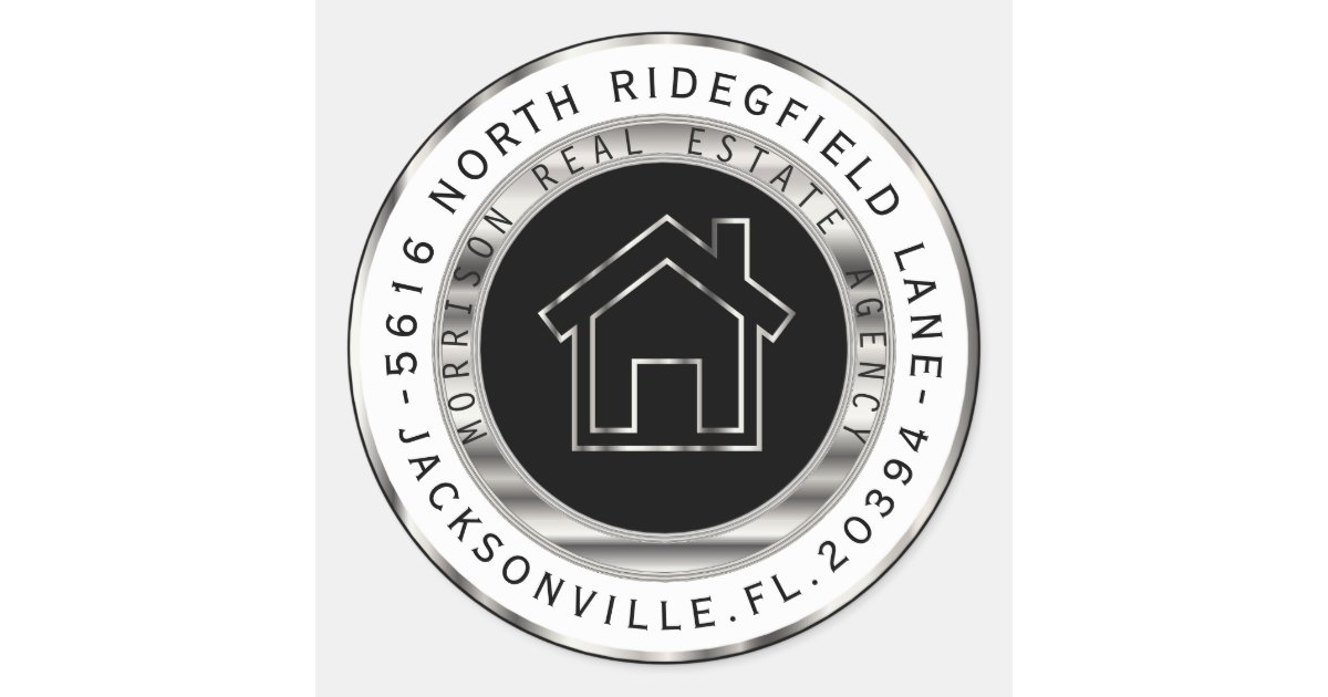 Realtor Address Labels Black and Silver Metal Realtor Address Labels | Zazzle