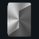 Black and silver metallic look background iPad mini cover<br><div class="desc">Black and silver geometric background,  metallic look with a customizable background.</div>