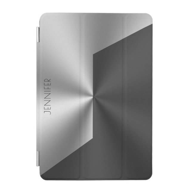 Black and silver metallic look background iPad mini cover (Front)