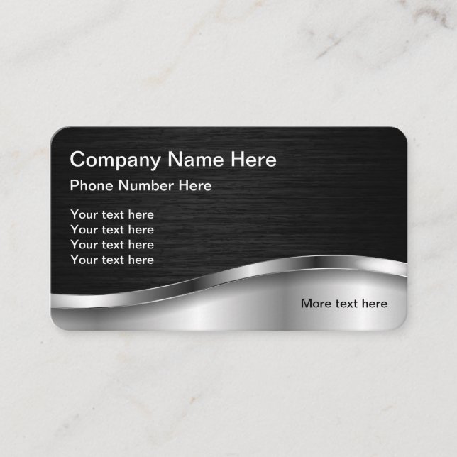 Black And Silver Metallic Look Business Card (Front)