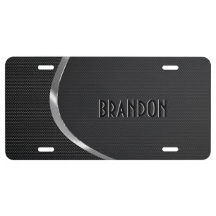 Black And Silver Metallic Mesh License Plate