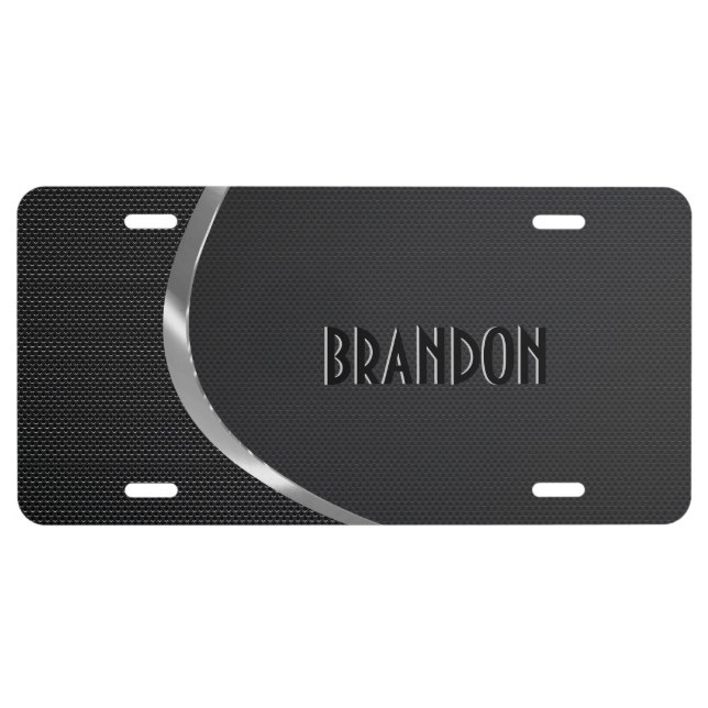 Black And Silver Metallic Mesh  License Plate (Front)