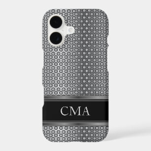 Black and Silver Metallic Mesh Monogram iPhone 17 Case