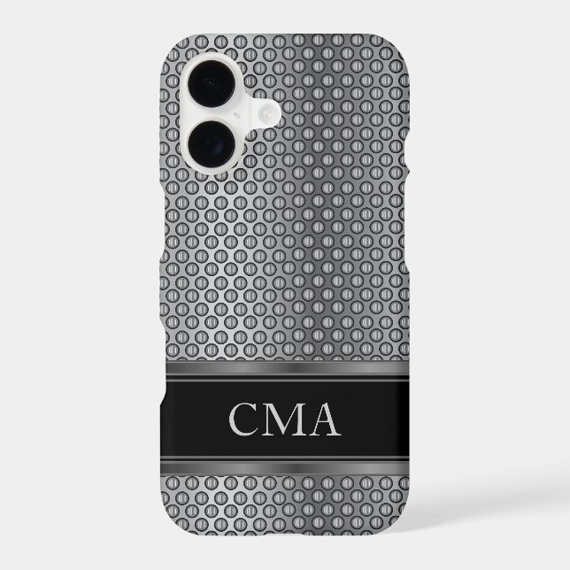 Black and Silver Metallic Mesh | Monogram Case-Mate iPhone Case (Back)