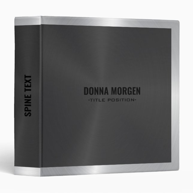 Black and silver metallic texture 3 ring binder (Front/Spine)