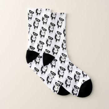 Black And Silver Miniature Schnauzer Socks by DoodleDeDoo at Zazzle