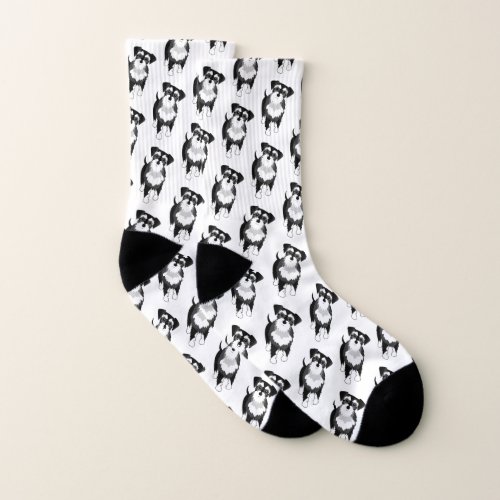 Black and Silver Miniature Schnauzer Socks