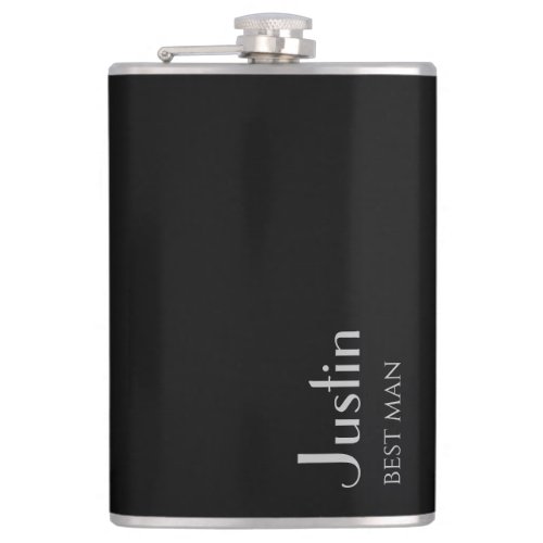 Black and Silver Modern Best Man Gift Flask