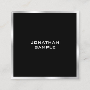 Black And Silver Modern Minimalist Professional Square Business Card