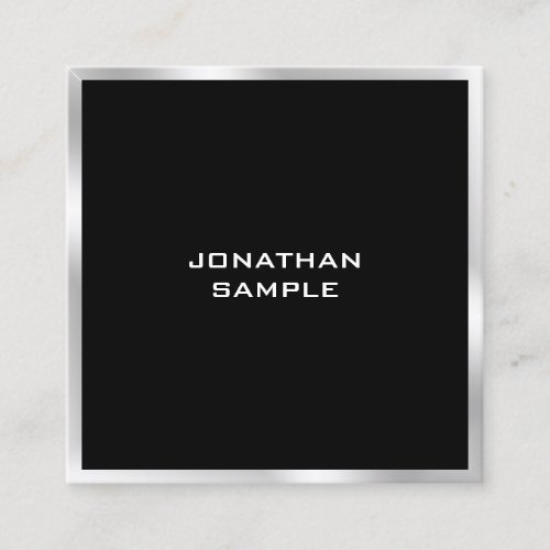 Black And Silver Modern Minimalist Professional Square Business Card