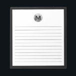 Black and Silver Modern Monogram Notepad<br><div class="desc">Make a statement with this stylish black and silver notepad featuring a modern brushed metallic monogram design. This notepad is perfect for jotting down notes,  to-do lists,  or reminders. With its sleek and sophisticated design,  it makes a great addition to any office or workspace.</div>