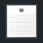 Black and Silver Modern Monogram Notepad<br><div class="desc">Make a statement with this stylish black and silver notepad featuring a modern brushed metallic monogram design. This notepad is perfect for jotting down notes,  to-do lists,  or reminders. With its sleek and sophisticated design,  it makes a great addition to any office or workspace.</div>