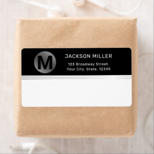 Black and silver modern simple monogram shipping label