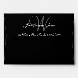 Black and Silver Monogram Custom Wedding Envelope