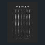 Black and Silver Moon Phases Calendar 2025 Poster<br><div class="desc">Discover the Night Sky with Our Moon Phase Calendar. Stay in harmony with nature’s rhythms with our Moon Phase Calendar, featuring stunning visuals of each lunar phase — from New Moon to Full Moon. Perfect for stargazers and nature lovers, it highlights the dates and cultural significance of each phase. Enhance...</div>