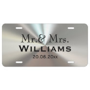 Black And Silver Mr. & Mrs. Wedding License Plate at Zazzle