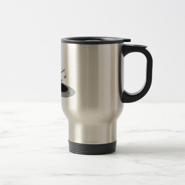 Black and Silver Musical Notes Speaker Travel Mug (Right)