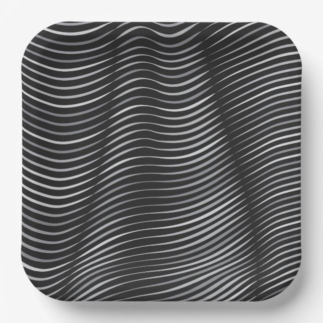 Black and Silver Optical Illusion Paper Plates (Front)
