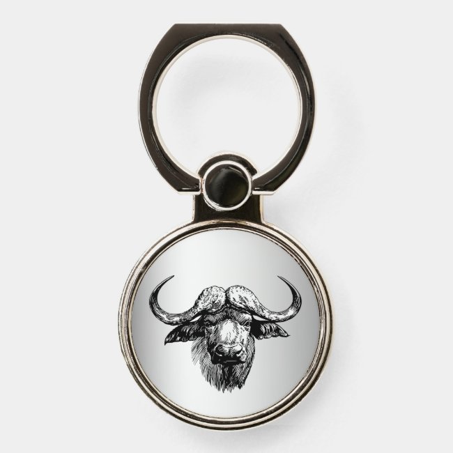 Black and Silver Ox Phone Ring Holder