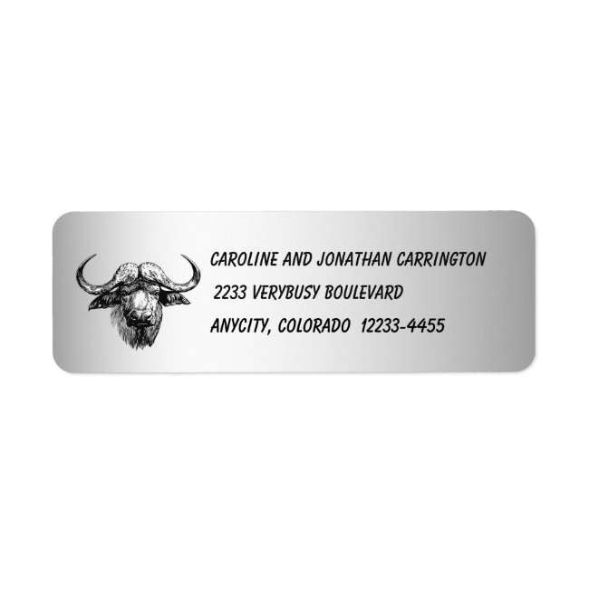 Black and Silver Ox Return Address Label