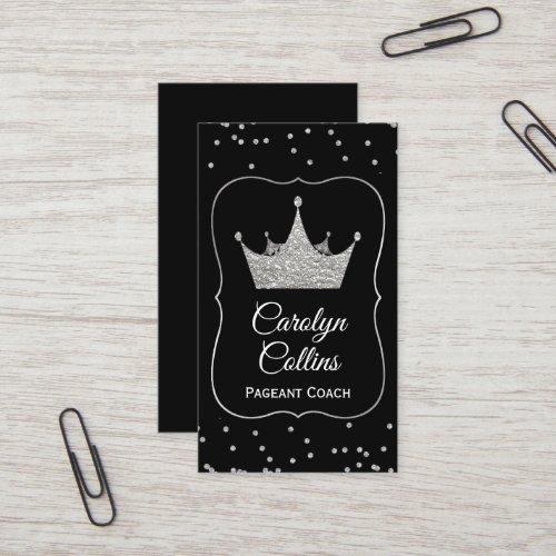 Black and Silver Pageant Coach Business Card