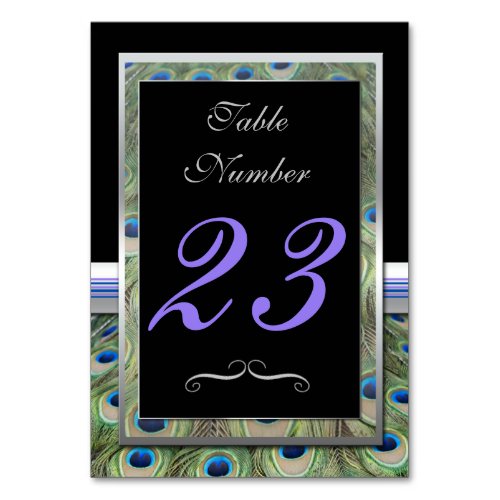 Black and Silver Peacock Table Number