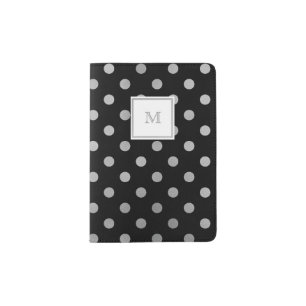 Black and Silver Polka Dot Passport Holder