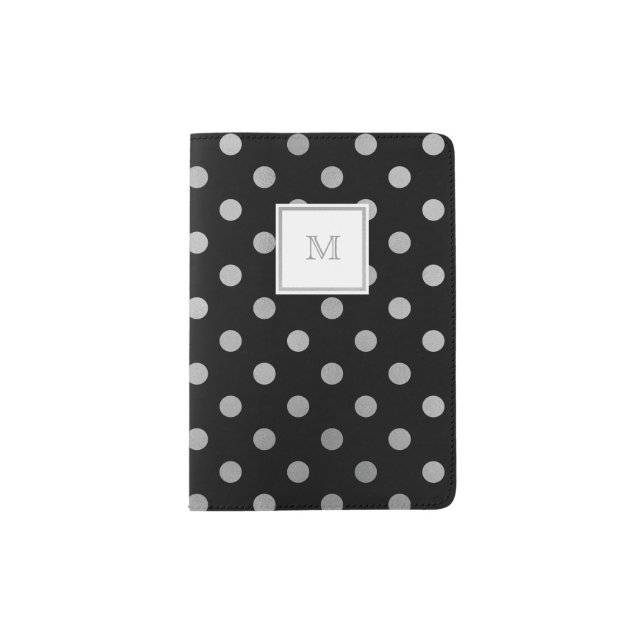 Black and Silver Polka Dot Passport Holder (Front)
