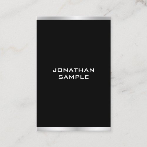 Black And Silver Professional Elegant Modern Business Card