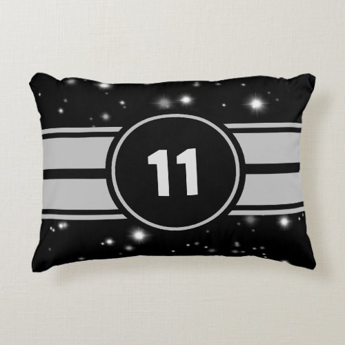 Black and Silver Racing Stripes Starlight Accent Pillow