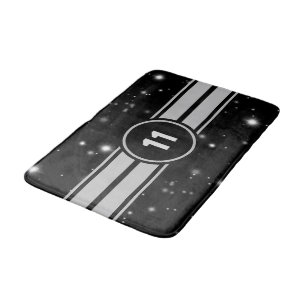 Black and Silver Racing Stripes Starlight Bath Mat