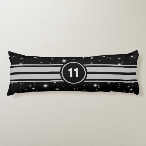 Black and Silver Racing Stripes Starlight Body Pillow