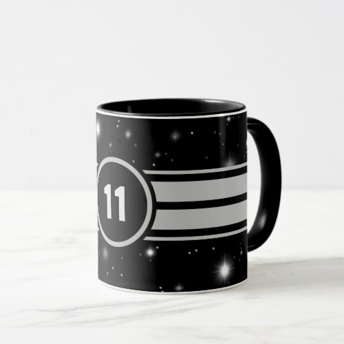 Black and Silver Racing Stripes Starlight Mug