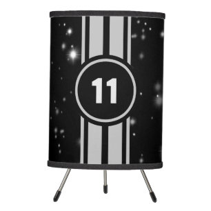 Black and Silver Racing Stripes Starlight Tripod Lamp