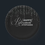 Black and Silver Retirement Party Plates<br><div class="desc">Black and Silver Retirement Party Plates. More matching items available on Metro-Events Zazzle Shop and Metro-Event.com</div>