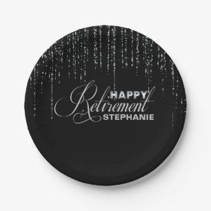Black and Silver Retirement Party Plates