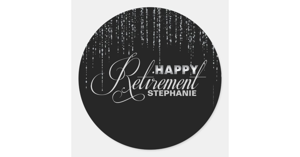 Black and Silver Retirement Party Stickers Zazzle