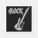 Black And Silver Rock Guitar Paper Napkins at Zazzle