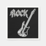 Black and Silver ROCK Guitar Paper Napkins
