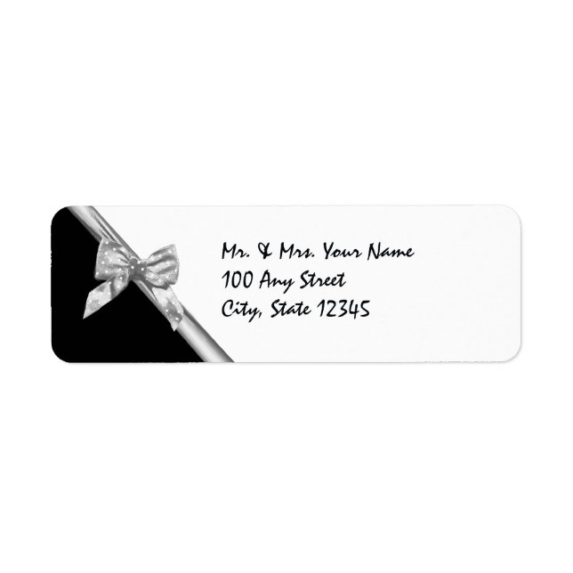 Black and Silver Satin Ribbon Label (Front)